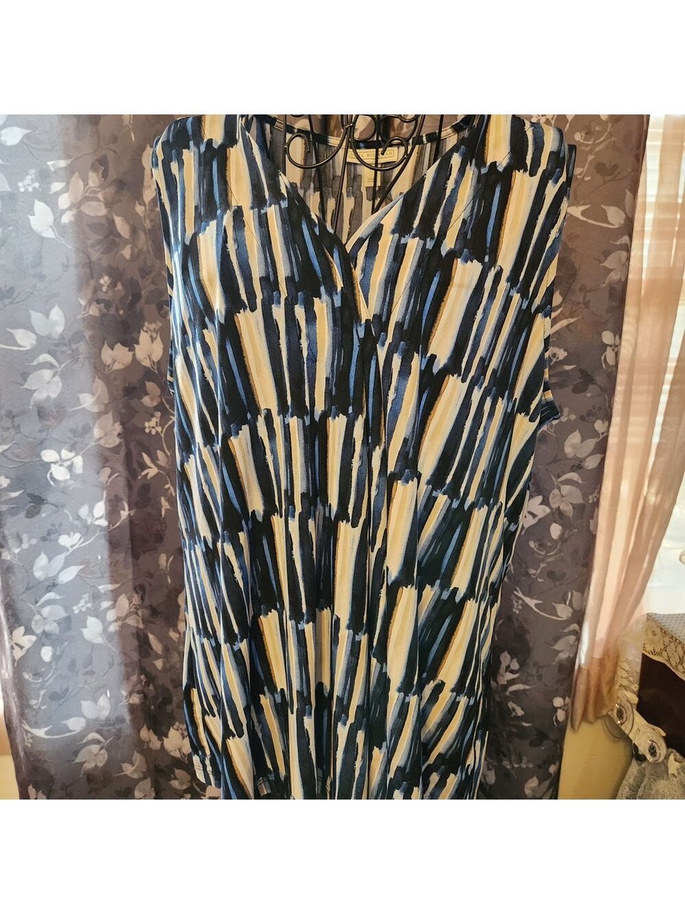 Dana Buchman Blue and Black Striped Blouse
